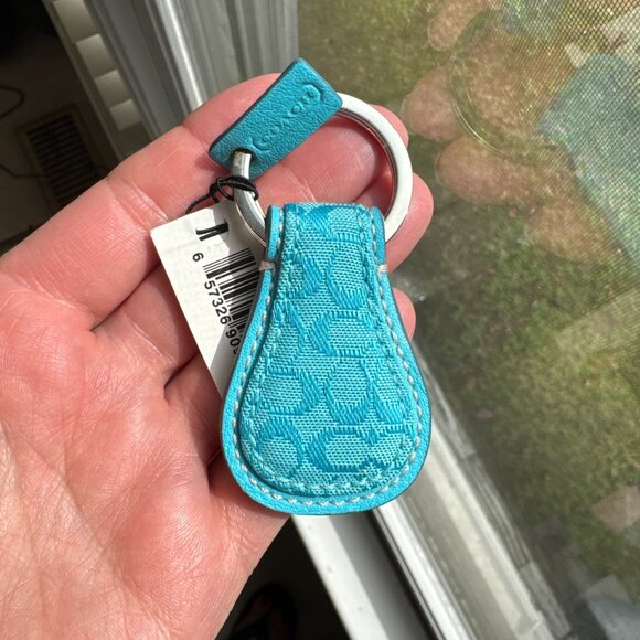 Coach Vintage Jacquard Mini Signature C Tear Drop FOB Key Chain Bag Charm FS7350 - Picture 4 of 15